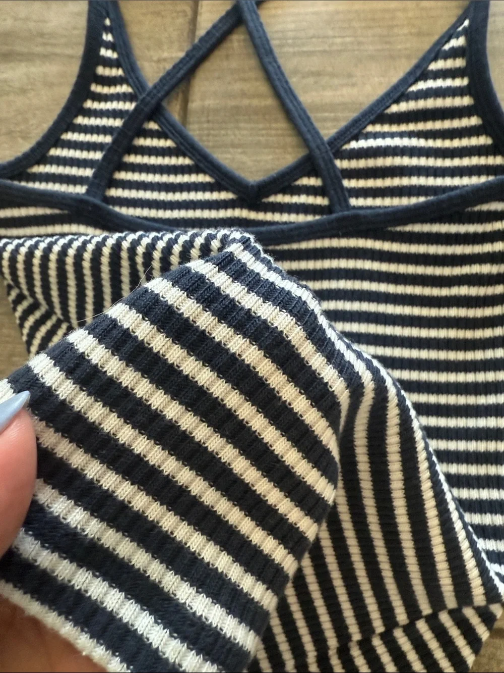 NWOT American Eagle Outfitters Navy & White Striped Ribbed Cross-Back Tank